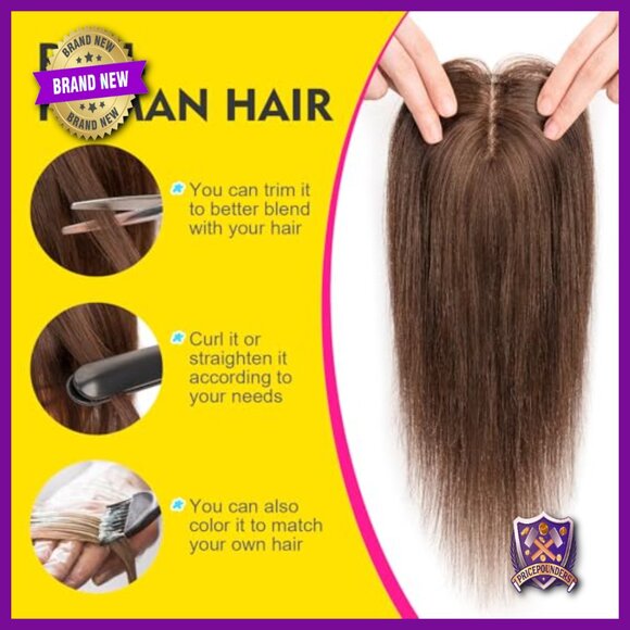 Human Hair Topper Silk Base 150% Density 10 Inch for Thinning Hair